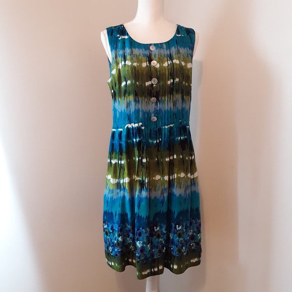 Dress Barn Turquois Blue/Green Dress - Picture 2 of 11